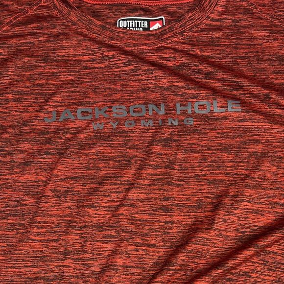 Outfitter Trading Co. Red Space Dye LS Jackson Hole Wy Knit Shirt Size Med - Picture 3 of 9